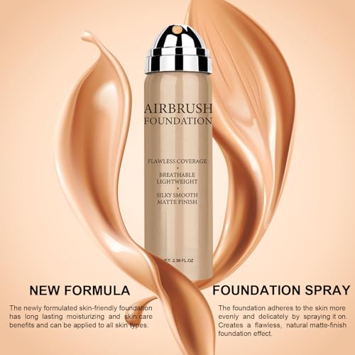 Topcent Airbrush Foundation Makeup Spray, 2.36oz Natural Matte Finish