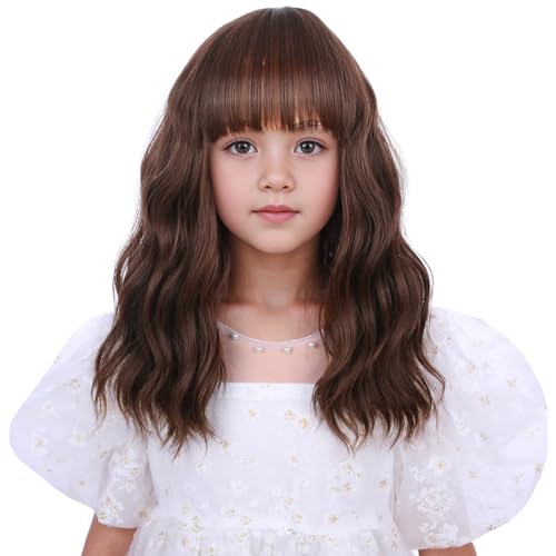 Short Chocolate Brown Wig with Air Bangs - Heat Resistant Synthetic Hair