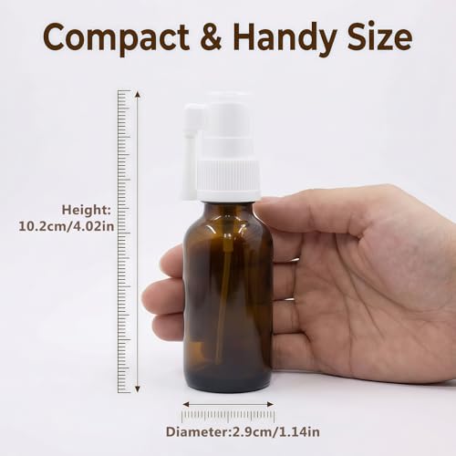 2-Pack 30ml Amber Glass Spray Bottles - Refillable Nasal & Cosmetic Pump Containers
