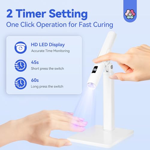 SAVILAND Shine Flash Cure UV Nail Lamp with Magnetic Stand - Fast 8S Gel Nails