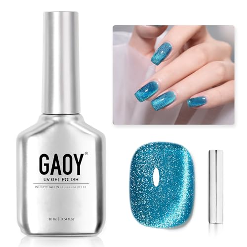 GAOY Blue Cat Eye Gel Nail Polish 16ml - Holographic UV Gel