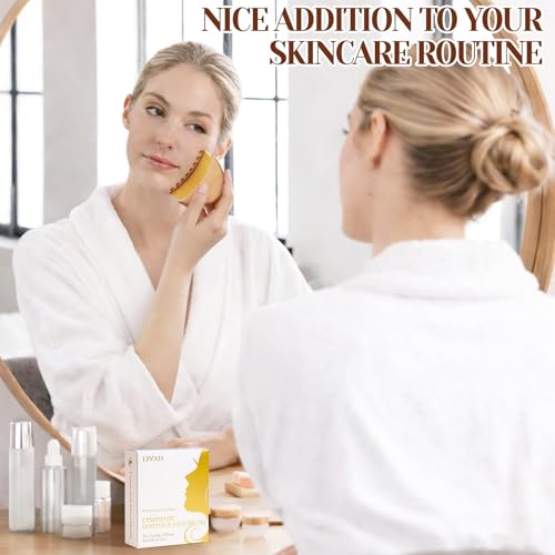 Lymphatic Contour Face Brush with Wooden Handle for Massage
