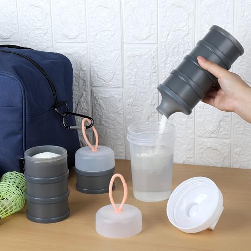Accmor Stackable Protein Powder Container with Funnels - 4 Compartments for Travel & Fitness