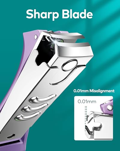 MR.GREEN Purple Nail Clippers Set with Nail File - Anti Splash, Medical Grade Stainless Steel