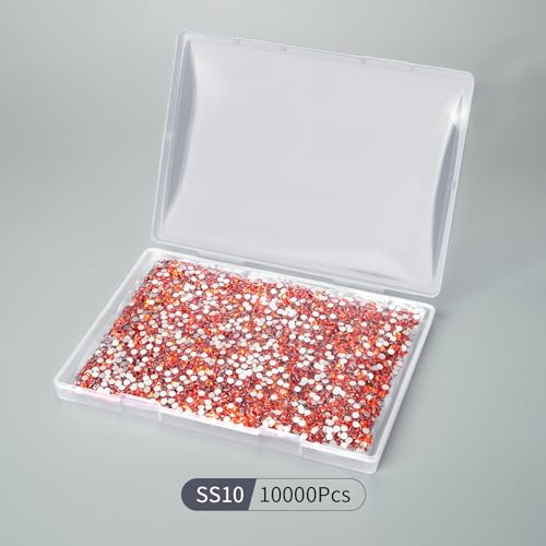 Orange Rhinestones Bulk - 10000pcs SS10 Flat Back Glass Gems