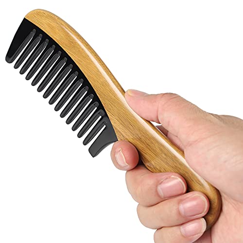 Onedor Green Sandalwood Buffalo Horn Wide Tooth Hair Comb - Pack of 1