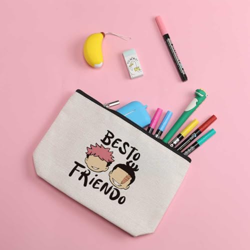 Multicolour Best Friend Anime Makeup Bag - Waterproof Cosmetic Storage for Women