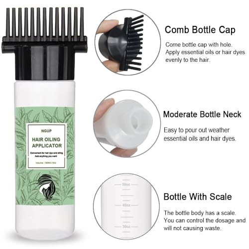 Hair Oiling Applicator with Comb - 2 Pack, 6 OZ Hair Dye Bottle
