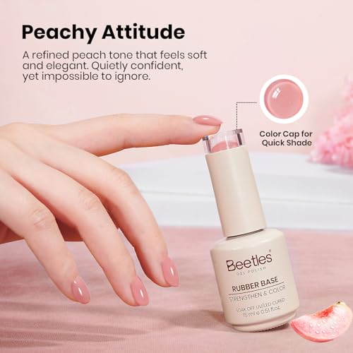 Beetles Rosy Nude Pink Rubber Base Gel – 15ml Builder Coat for Natural Nails