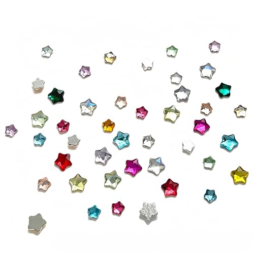 LRyssalia Style02 300Pcs Multi-Colored 3D Star Nail Charms & Rhinestones