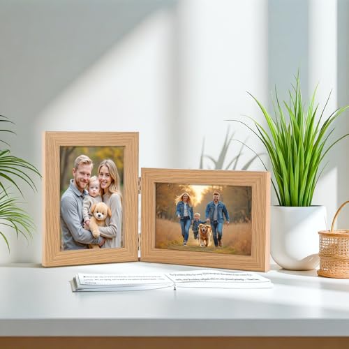 4x6 Double Hinged Picture Frame with Real Glass - Adjustable Display