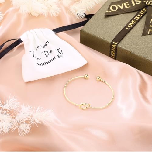Bridesmaid Bracelet Gift Set with Drawstring Bags - 6 Knot Bracelets