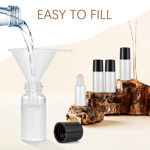 50 Pack 3ml Glass Roller Bottles - Leak-Proof Refillable Essential Oil Vials