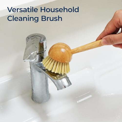 Lorzon Bamboo Dish Brush Set - Non-Scratch Kitchen Cleaning Brushes