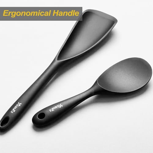 Silicone Cooking Spoon & Rice Scooper Set - 2PC Heat Resistant Utensils