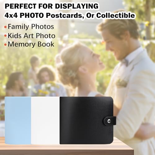 4x4 Photo Album Set - 2 Pack, Leather Cover, Acid-Free, Side-Loading