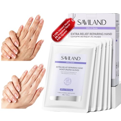 SAVILAND Hand Mask with Shea Butter & Aloe for Dry Cracked Hands
