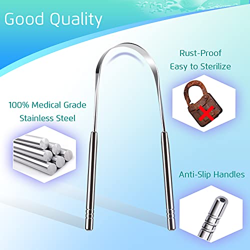 Stainless Steel Tongue Scraper Set - 4PCS Medical Grade Oral Hygiene