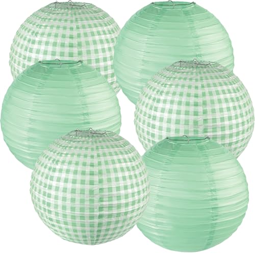 6-Pack Sage Green Paper Lanterns for Party Decorations