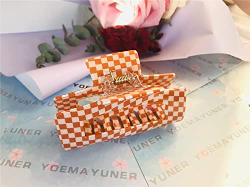 Checkered Hair Claw Clips for Women - Retro Rectangle Design (3PCs)