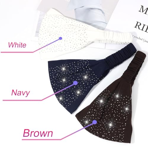 CAKURE Wide Rhinestone Headbands - Sparkly African Head Wraps, Set 1