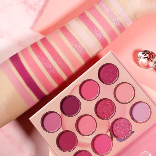 DE'LANCI Pink Eyeshadow Palette, Highly Pigmented Bright Hot Eye