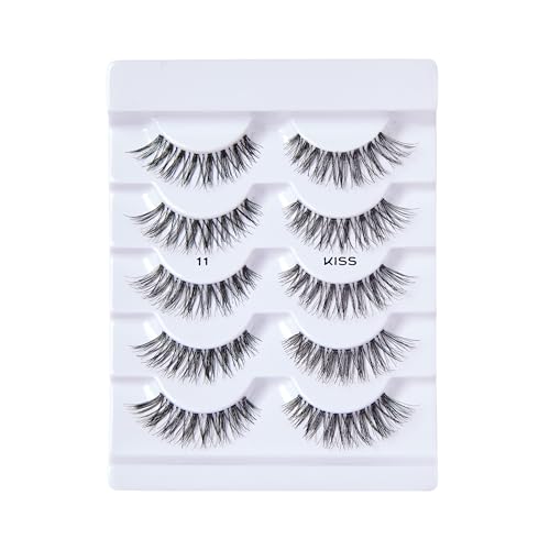 Kiss So Wispy, False Eyelashes, '', 12mm, Includes 5 Pairs Of Lashes, Easy to Apply, Reusable Lash Clusters