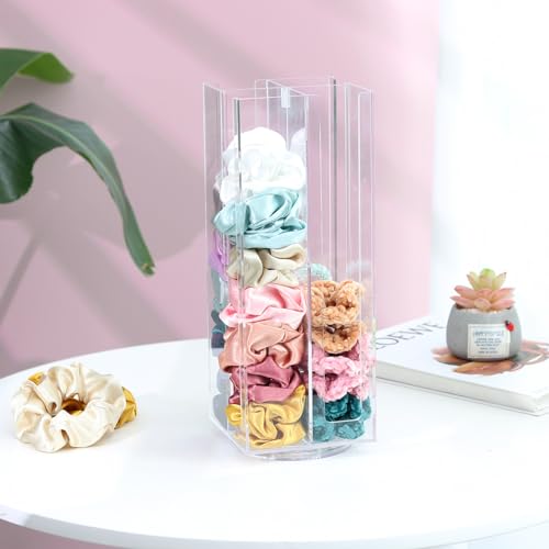 OAOLEER 4-Tier Acrylic Scrunchie Holder, Rotating Hair Accessory Organizer
