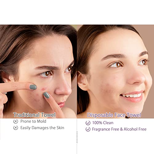 Disposable Face Towels Pack of 2, 65 Count, 10x12 inch Cotton Facial Cloths