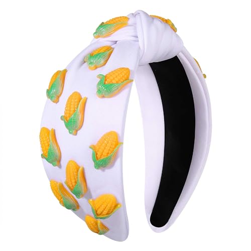 Corn Print Knotted Headband for Women & Girls - Tropical Summer Hair Accessory