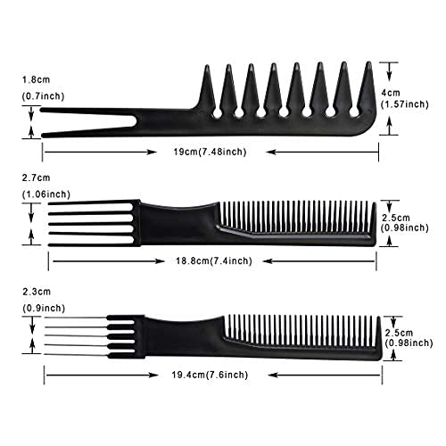 10-Piece Professional Black Hair Combs Set for Styling & Cutting