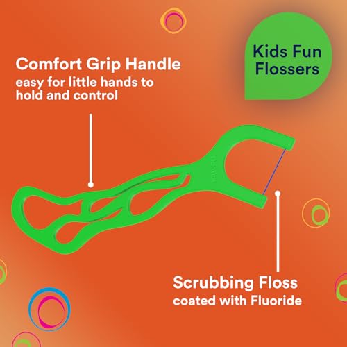DenTek Kids Fun Flossers - Wild Fruit Flavored Floss Picks, 90 Count