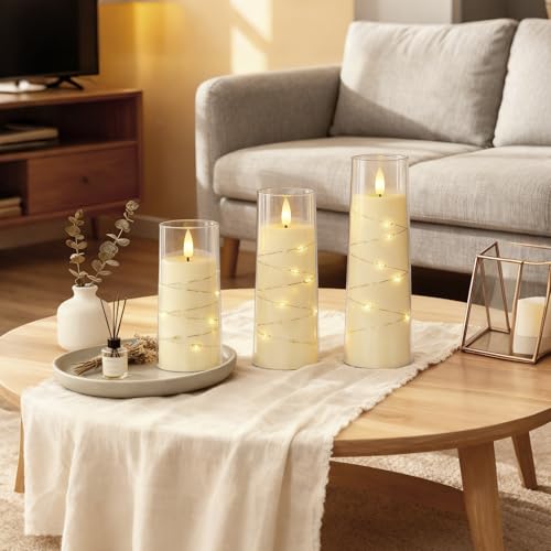 Raycare Flameless LED Pillar Candles Set with Remote Timer – Ivory