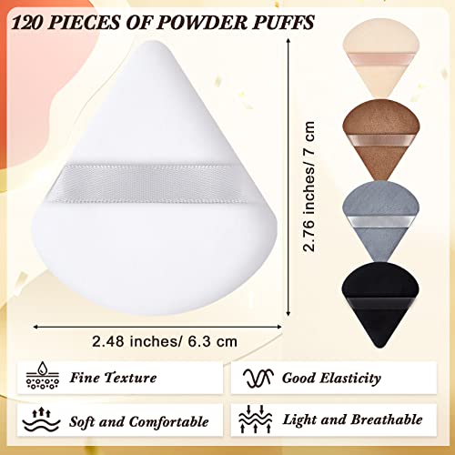 Skylety 120-Piece Triangle Makeup Powder Puffs - Soft Cosmetic Blending Sponges