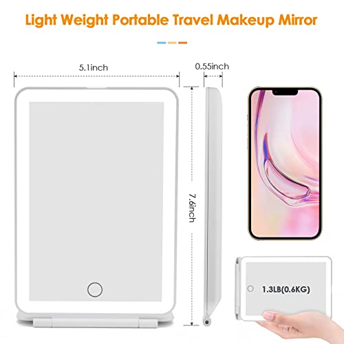 DenCert Rechargeable Travel Makeup Mirror with 72 LED Lights, Slim & Dimmable Touch Screen