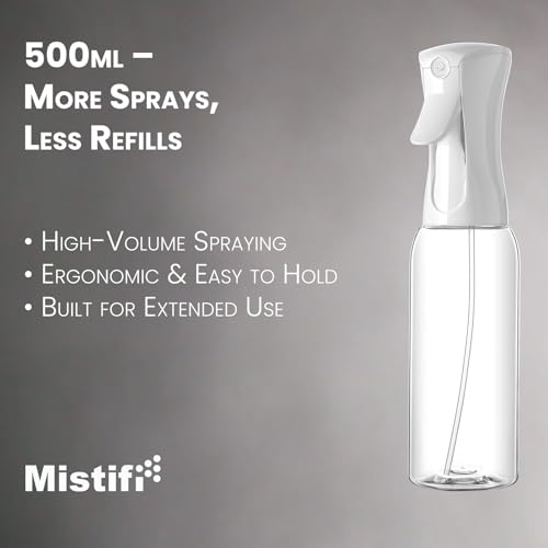 Mistifi Ultra Fine Mist Spray Bottle - 500ml Transparent Refillable (2 Pcs)