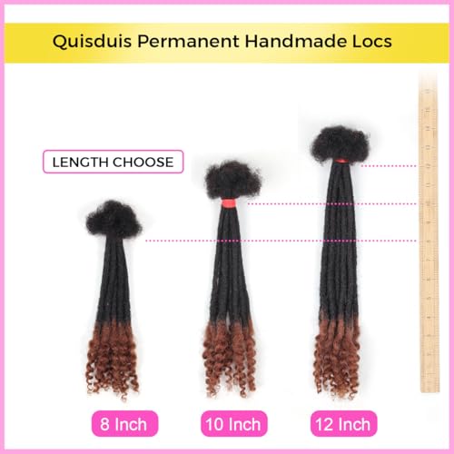 10 Inch Human Hair Dreadlock Extensions with Curly Ends - 20 Strands, Natural Black