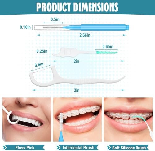 450-Piece Interdental Brush and Floss Pick Kit for Braces and Teeth