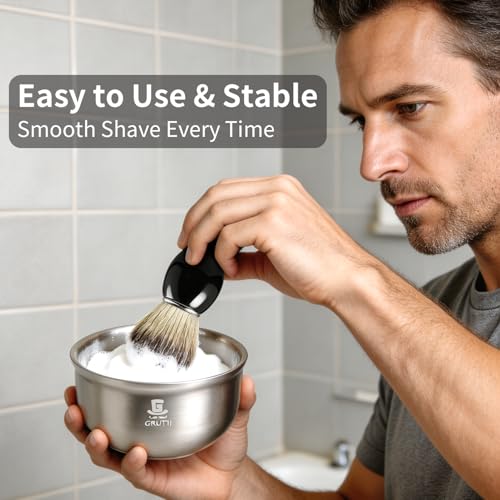 GRUTTI Shaving Kit for Men – Brush, Bowl & Cream Gift Set