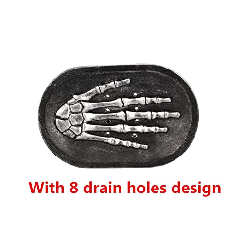 Gothic Skeleton Hand Soap Dish Holder - Resin Soap Tray with Drain Holes