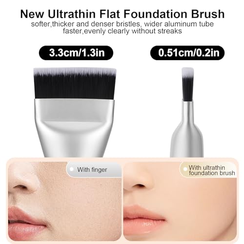 Flat Foundation Brush & Powder Puff Set for Flawless Makeup