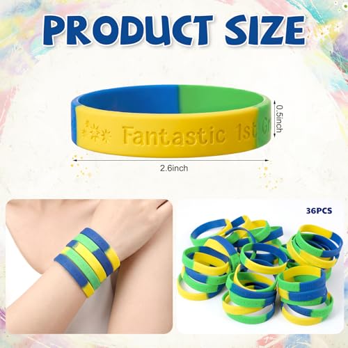 36 Pack Welcome to 1st Grade Silicone Bracelets - Colorful Wristbands for Back to School