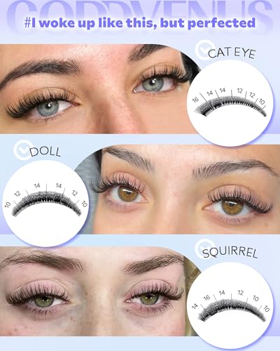 Goddvenus Wispy Lash Cluster Kit - DIY Eyelash Extensions 10-16mm F-Wispy