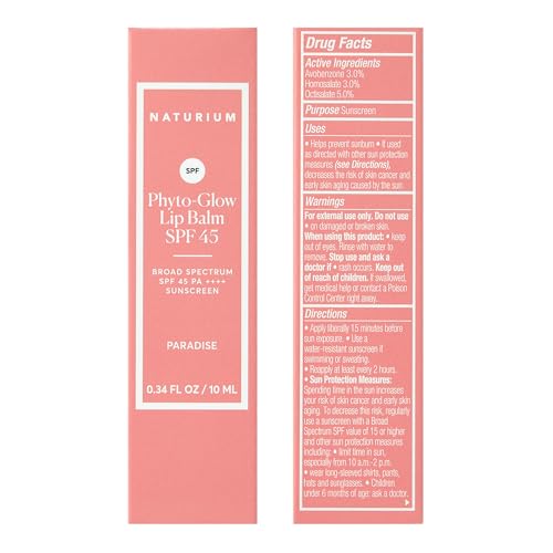 Naturium Phyto-Glow Lip Balm SPF 45 | Tinted Gloss with Broad Spectrum Sunscreen | 0.34 FL OZ / 10 mL, Paradise