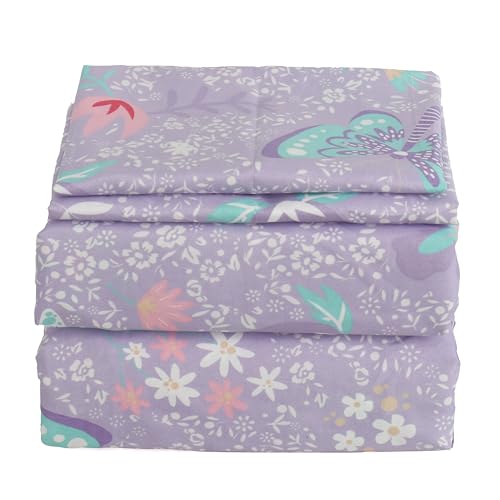 Kids Full Sheet Set - Butterfly Lavender Aqua Blue Pink - 4pc Luxury