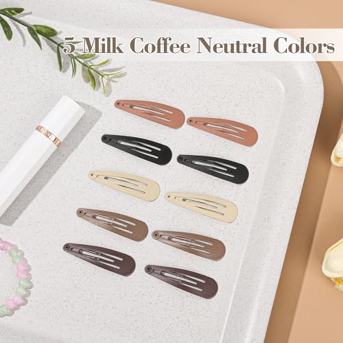 100 Pcs No-Slip Metal Snap Hair Clips for Women & Girls - Matte Colors