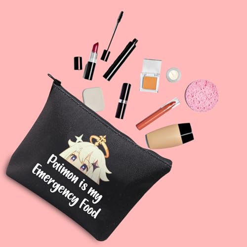 JXGZSO Anime Paimon Cosmetic Bag Black - Genshin Impact Fan Gift