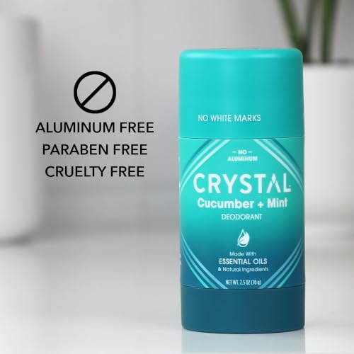 Crystal Magnesium Solid Stick Deodorant, Cucumber + Mint, 2.5 Oz (Pack of 2) - Aluminum Free & Non-Irritating