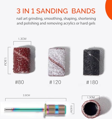 Lumcrissy Nail Drill Sanding Bands Set - 300Pcs with 5Pcs Grits