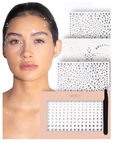 Self-Adhesive Face Gems - 4 Sheets of Reusable Clear Makeup Stickers